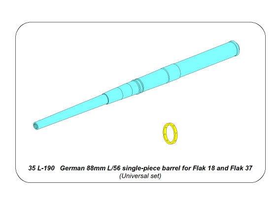 ABR-35-L-190  Дополнения для  German 88mm L/56 single-piece barrel for Flak 18/37 универсальный набор 1/35