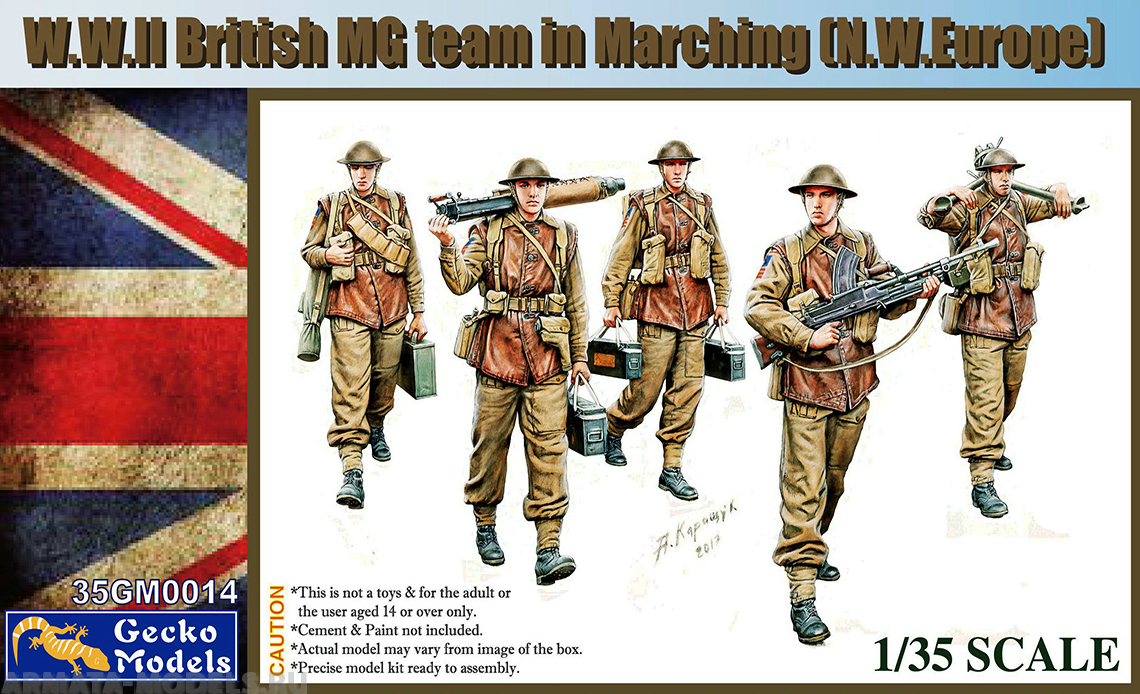 35GM0014 W.W.II British MG Team Marching GECKO MODELS