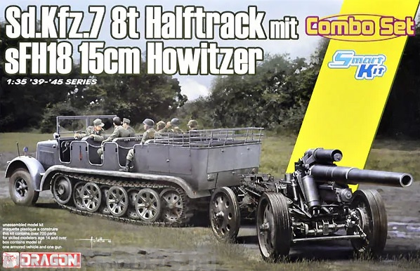 6918Д 1/35 Sd.Kfz.7 8(t) Halftrack + s.FH.18 Howitzer Dragon