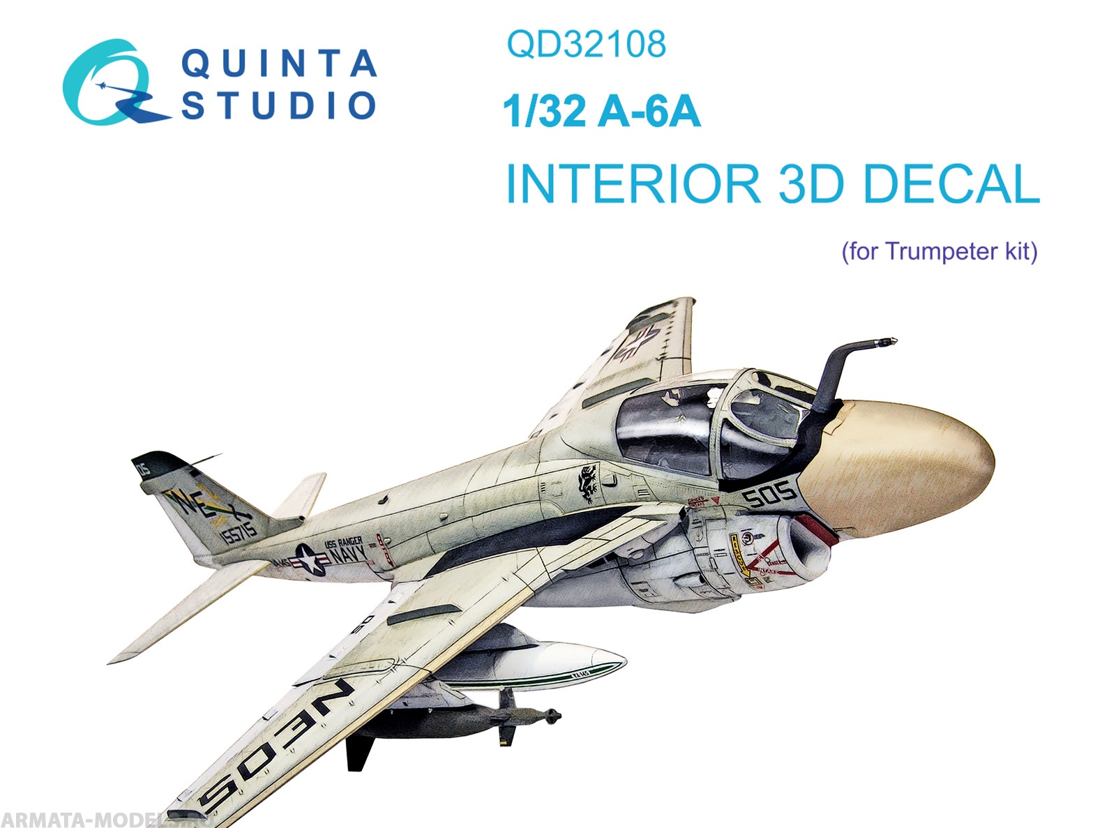 QD32108 3D Декаль интерьера кабины A-6A (Trumpeter)
