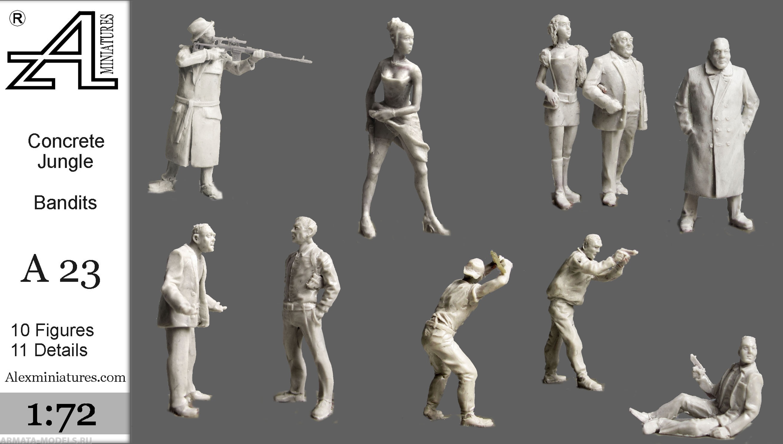 А23 Бетонные джунгли. Бандиты, 1:72 Alex miniatures