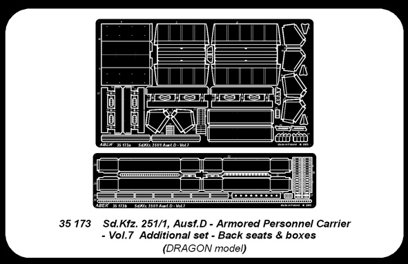 ABR-35 173  Дополнения для  Sd.Kfz.251/1 Ausf.D-vol.7-add.set-back seats&boxes для Dragon 1/35