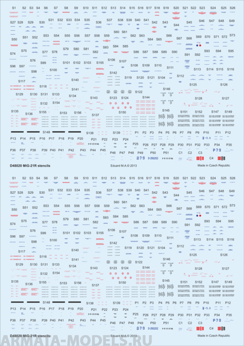 D48020ED  Декаль MiG-21R Stencils 1/48