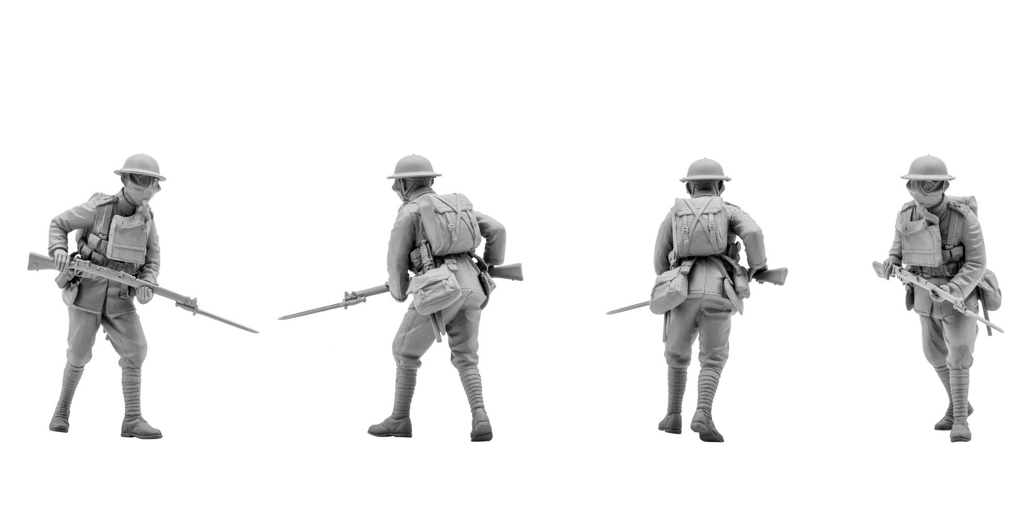 35703 Фигуры, Британская пехота в противогазах (1917 г.) ICM