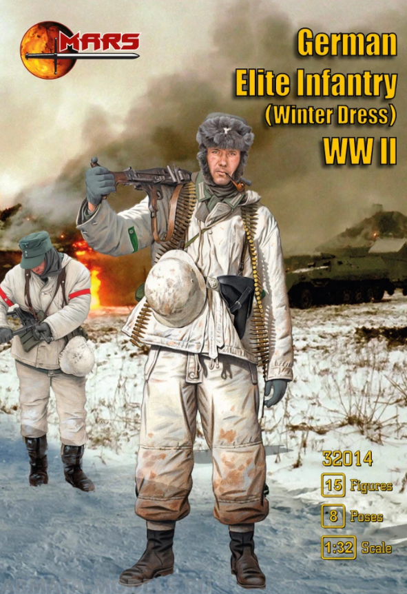 32014MR Фигуры WWII German Elite in winter dress Mars, 1/32 Mars