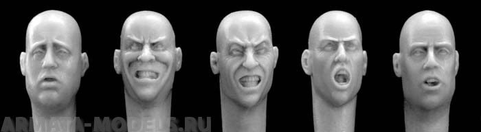 HH14 5 different heads, snarling, gasping Hornet