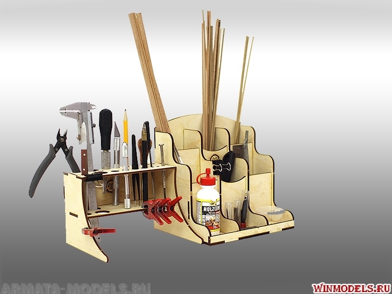 MW-RM-02 Рабочее место моделиста. Органайзер+подставка под инструмент
