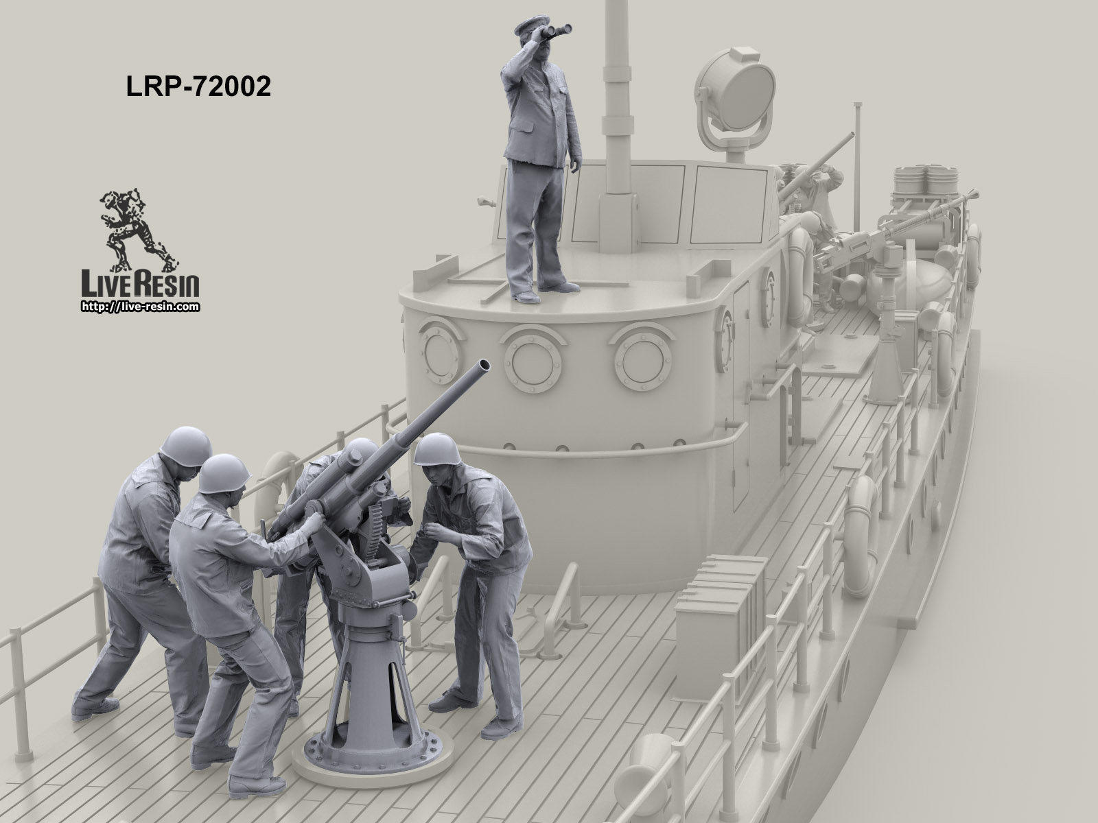 LRP-72002 Артиллерийский расчет катера Малый Охотник отражает атаку - расчет 2 (5 фигур) Live Resin