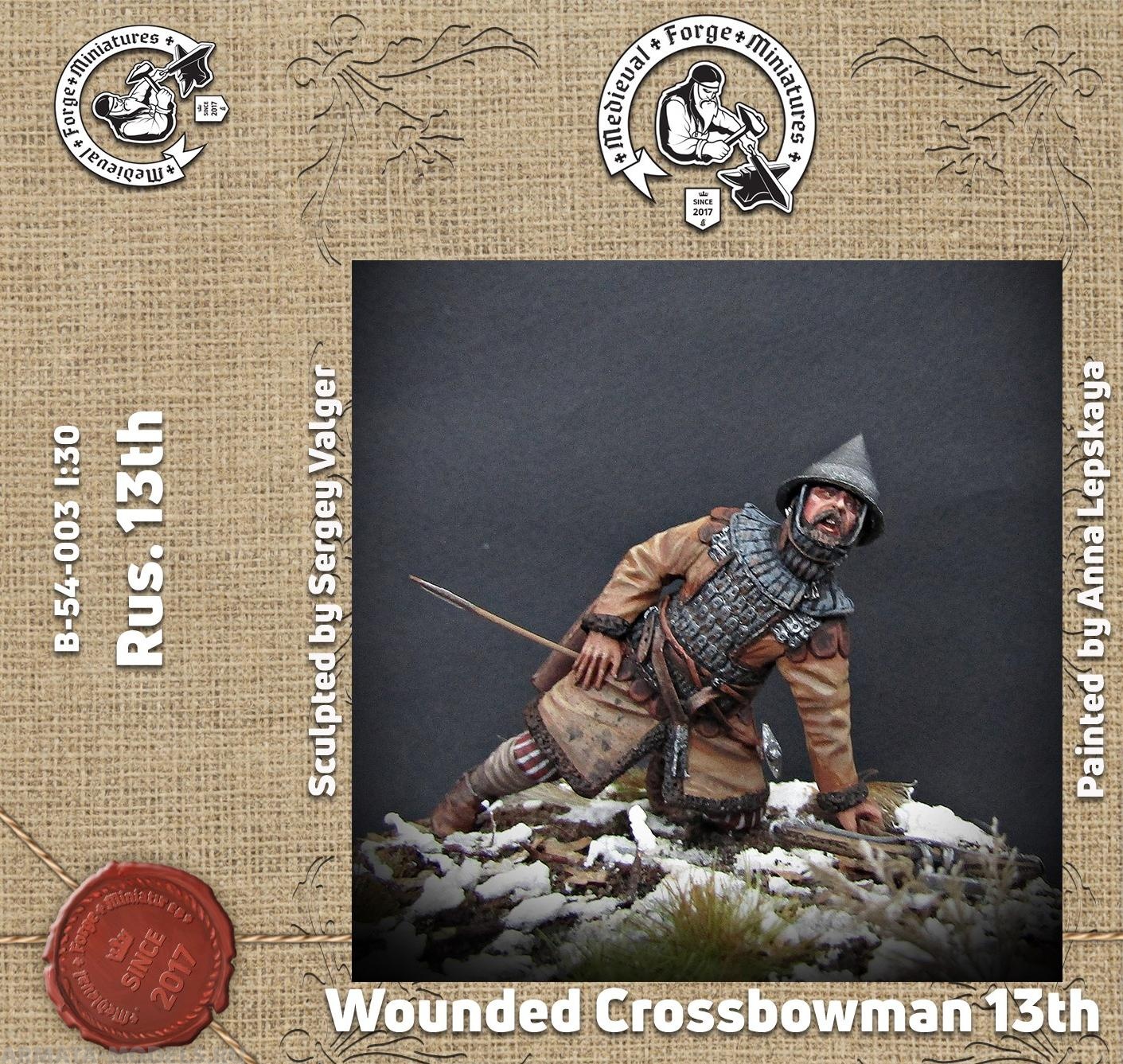 B-54-003 Фигура Раненный самострельщик. Русь. 13 век 54мм Medieval Forge Miniatures