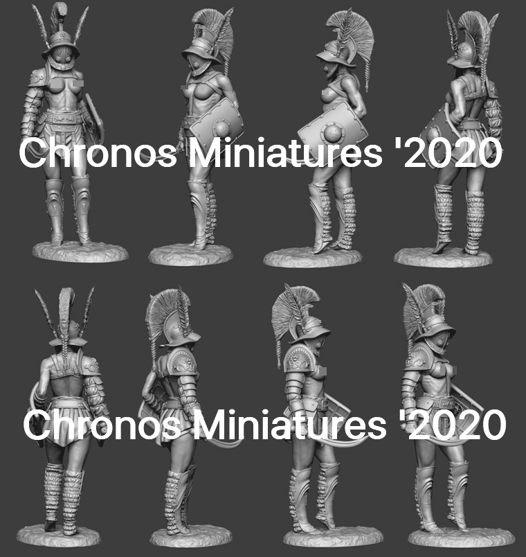 CHM-54213(M). Миры Фэнтези: Гладиатриса. 54 мм. Материал - белый металл. Chronos Miniatures