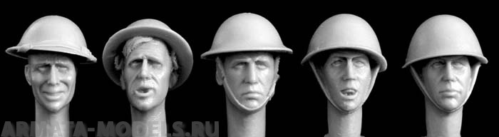 HBH03 5 heads, Brit. steel helmets Hornet
