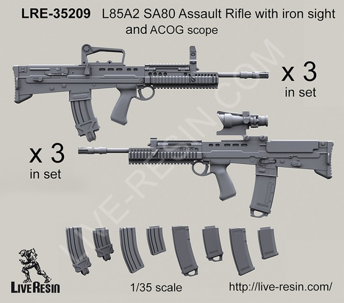 LRE35209 Английская штурмовая винтовка L85A2 SA80 с механическим прицелом и прицелом ACOG