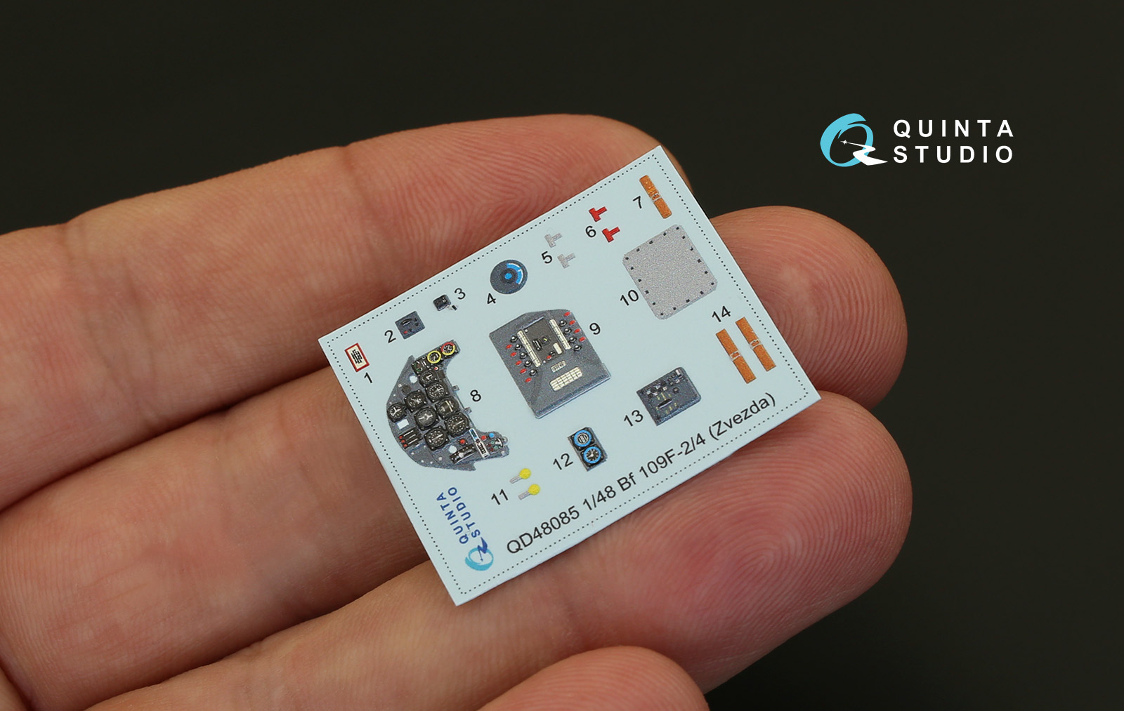 QD48085 1/48 3D Декаль интерьера кабины Bf 109F-2/F-4 (для модели Звезда) Quinta Studio