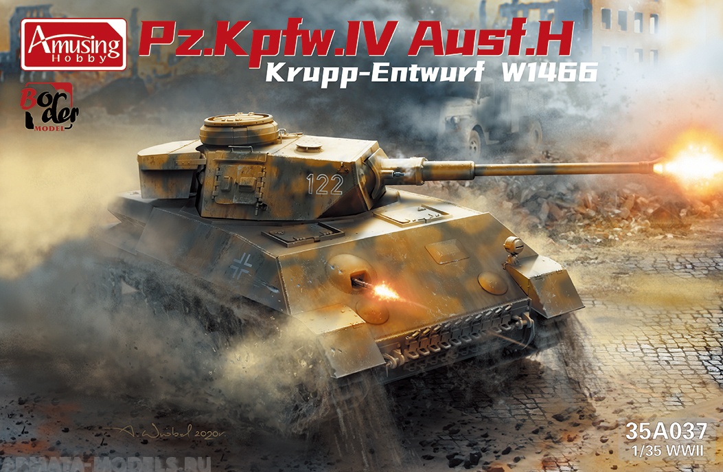 AH35A037 Немецкий танк IV Ausf.H Krupp-Entwurf W1466 Amusing Hobby