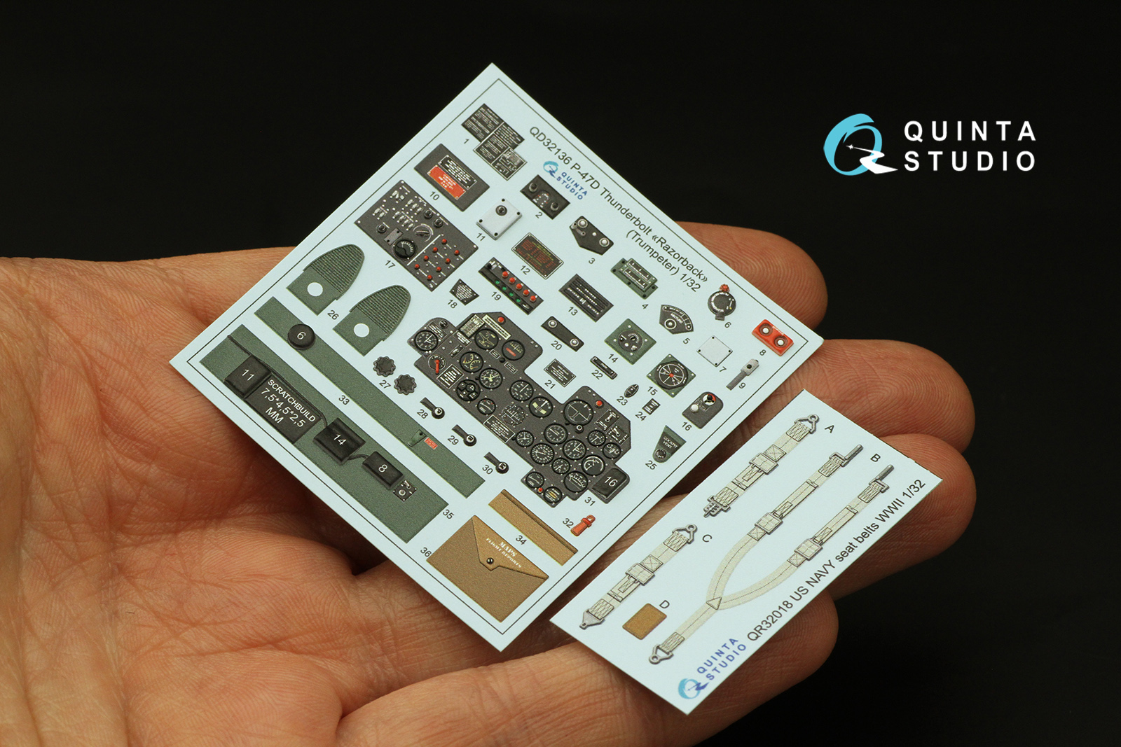 QD32136 3D Декаль интерьера кабины P-47D Razorback (Trumpeter)