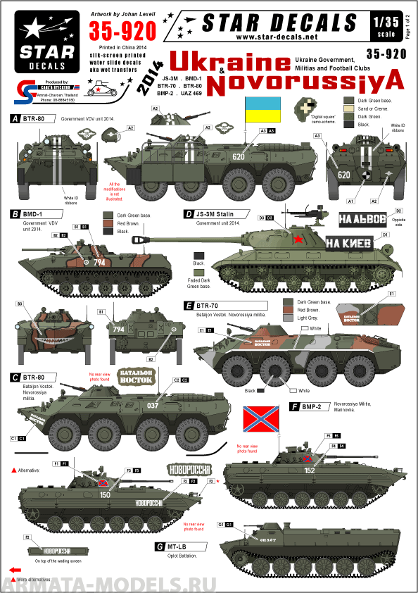 35-920SD Ukraine and Novorussiya # 3. BMP-2, JS-3, BMD-1 etc...