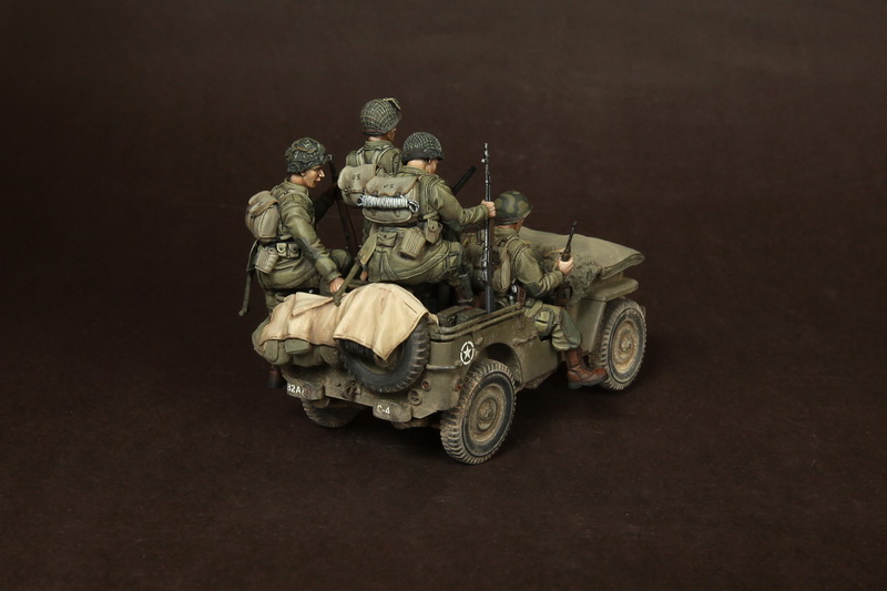 SOGA-17 US Airbornes with officer for jeep. Normandy, 1944. SOGA Miniatures