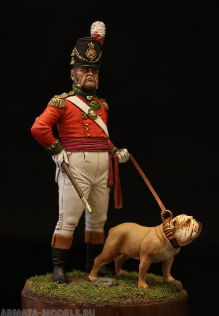 VD-54013(M). Британский пехотный офицер с бульдогом, 1812-14 гг. 54 мм. Материал - белый металл. Chronos Miniatures