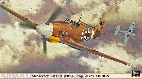 09804 Самолет Messerschmitt Bf109F-4 Trop JG27 AFRICA Hasegawa