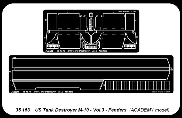 ABR-35-153  Дополнения для  US Tank Destroyer M-10 vol. 3- FENDERS для Academy 1/35