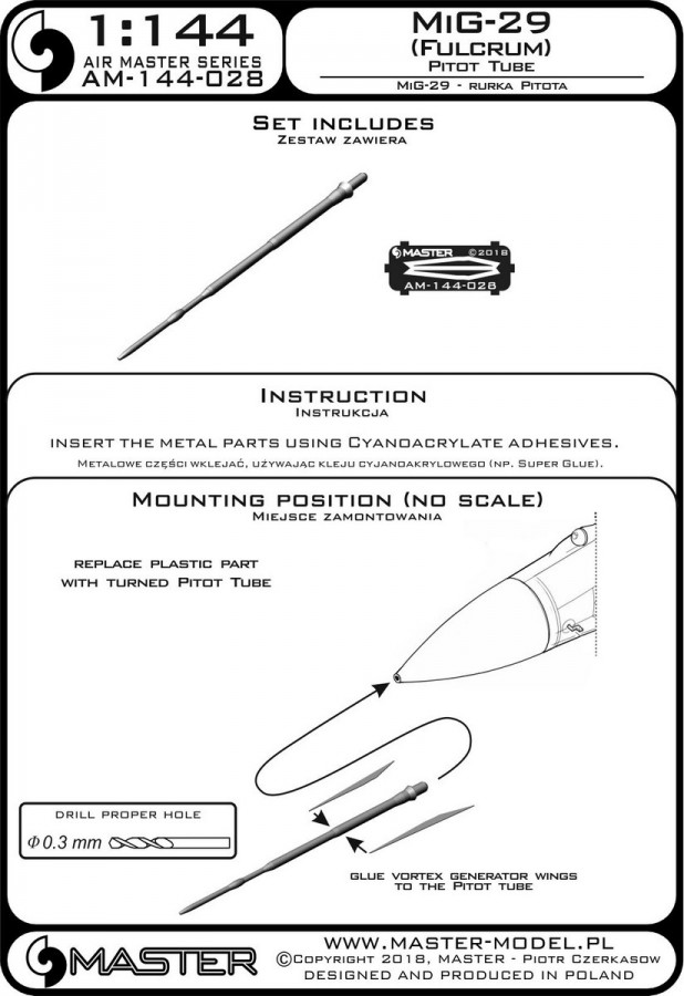 AM-144-028 МиГ-29 (Fulcrum) - трубка Пито
