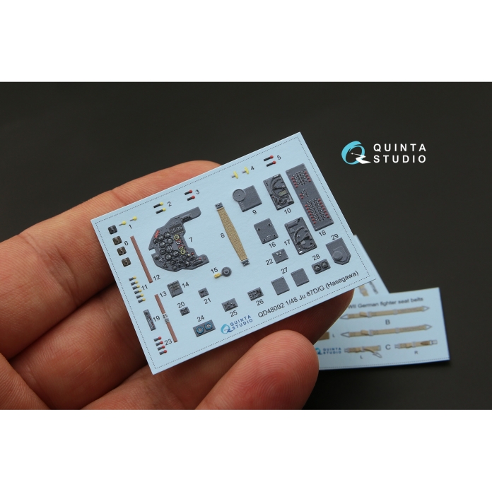 QD48092 3D Декаль интерьера кабины Ju 87D/G (для модели Hasegawa)