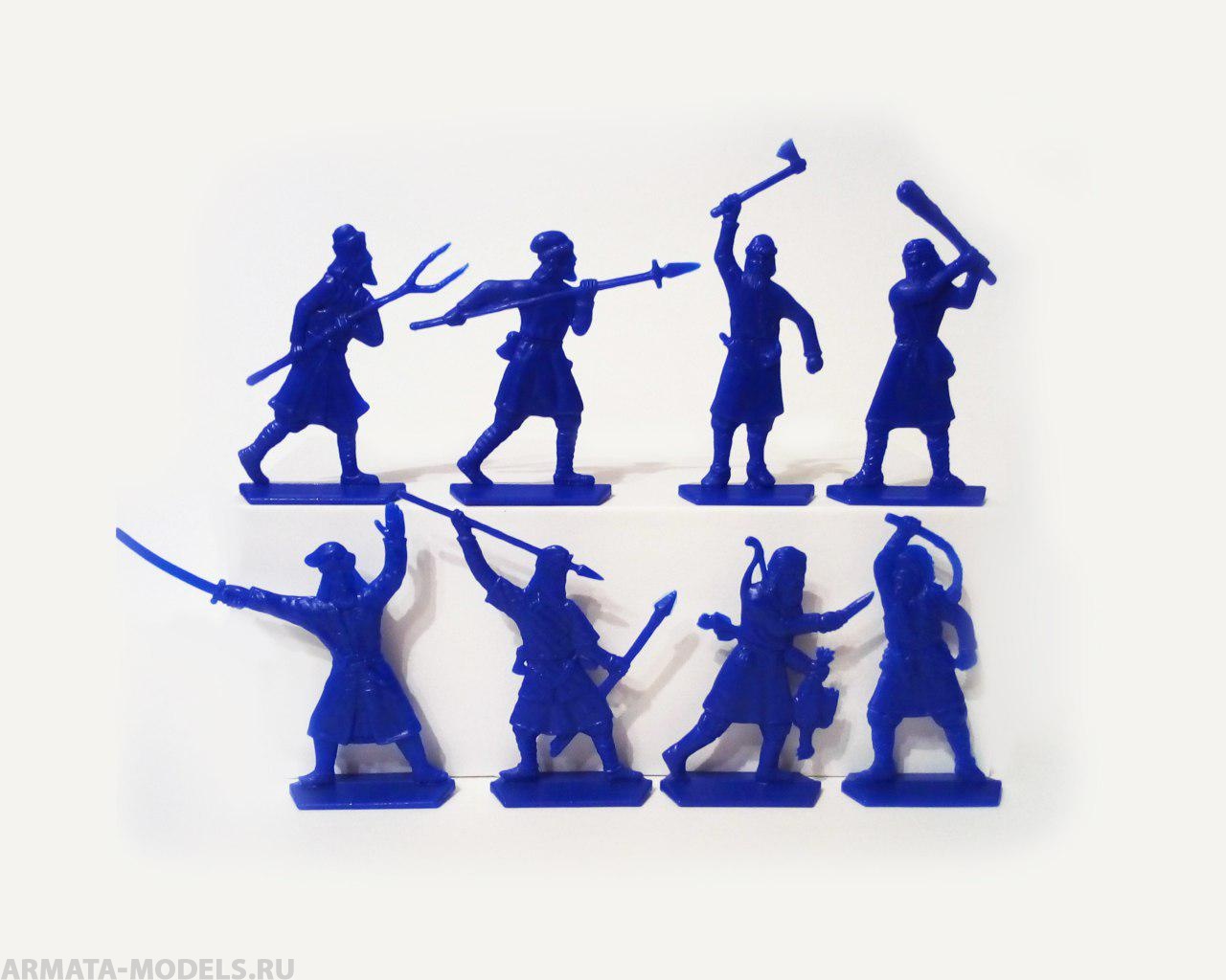 WAB003Blue Набор фигур Крестьяне (синий) Воины и Битвы
