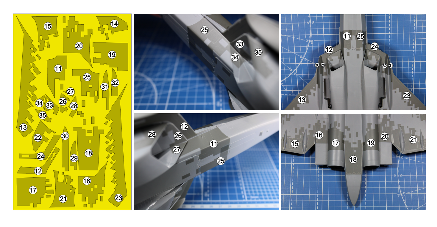 AM48119 Маска окрасочная Су-57 для нанесения камуфляжа «Охотник», 1/48