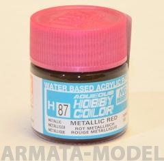 H087  Краска водоразбавляемая художественная т.м. MR.HOBBY  10мл  METALLIC RED