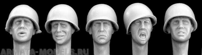 HUH01 5 heads, US M1 plain steel helmet Hornet