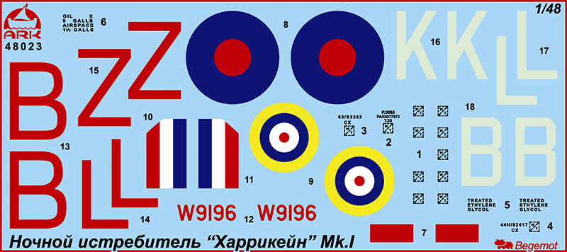 48023R Английский ночной истребитель Харрикейн I 1/48 ARK model