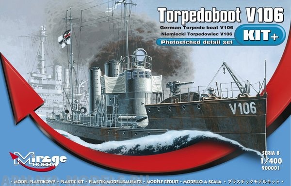 900001 Корабль German Torpedoboot V106 -Kit with detailed photoetched parts Mirage Hobby