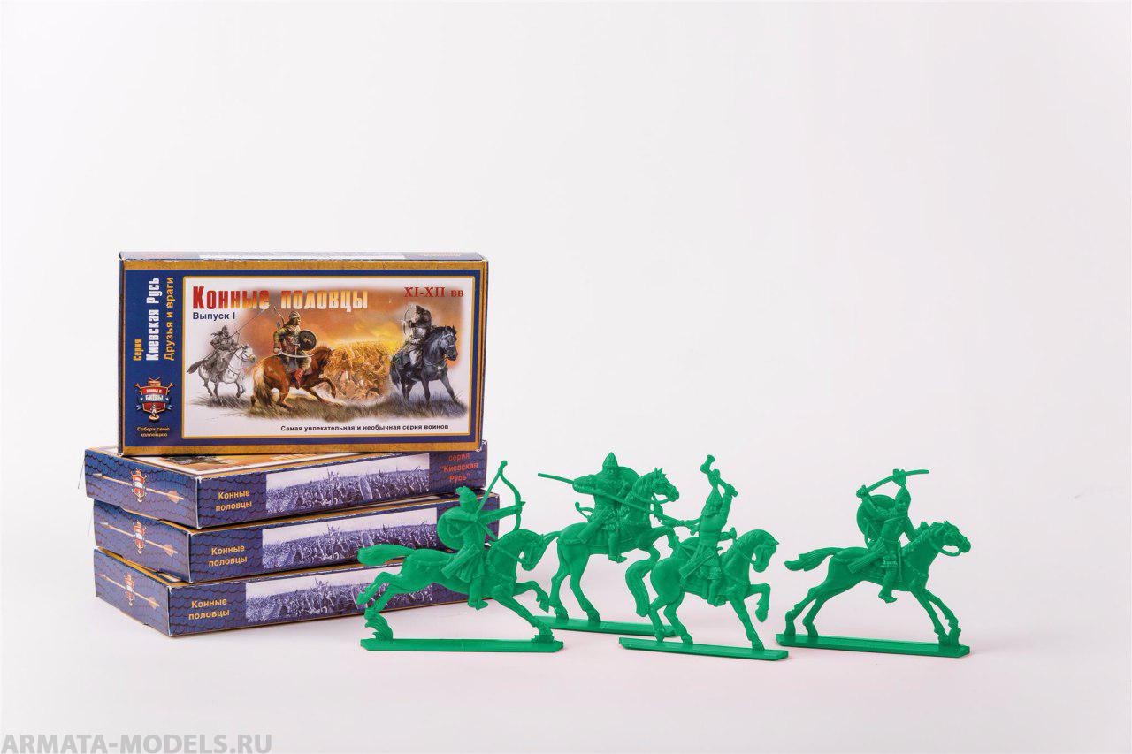 WAB002Green Набор фигур Конные половцы (зеленый) Воины и Битвы