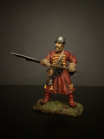 158ТБ ВИМ, пеший стрелец в каске, с бердышом, 54 мм Три Богатыря