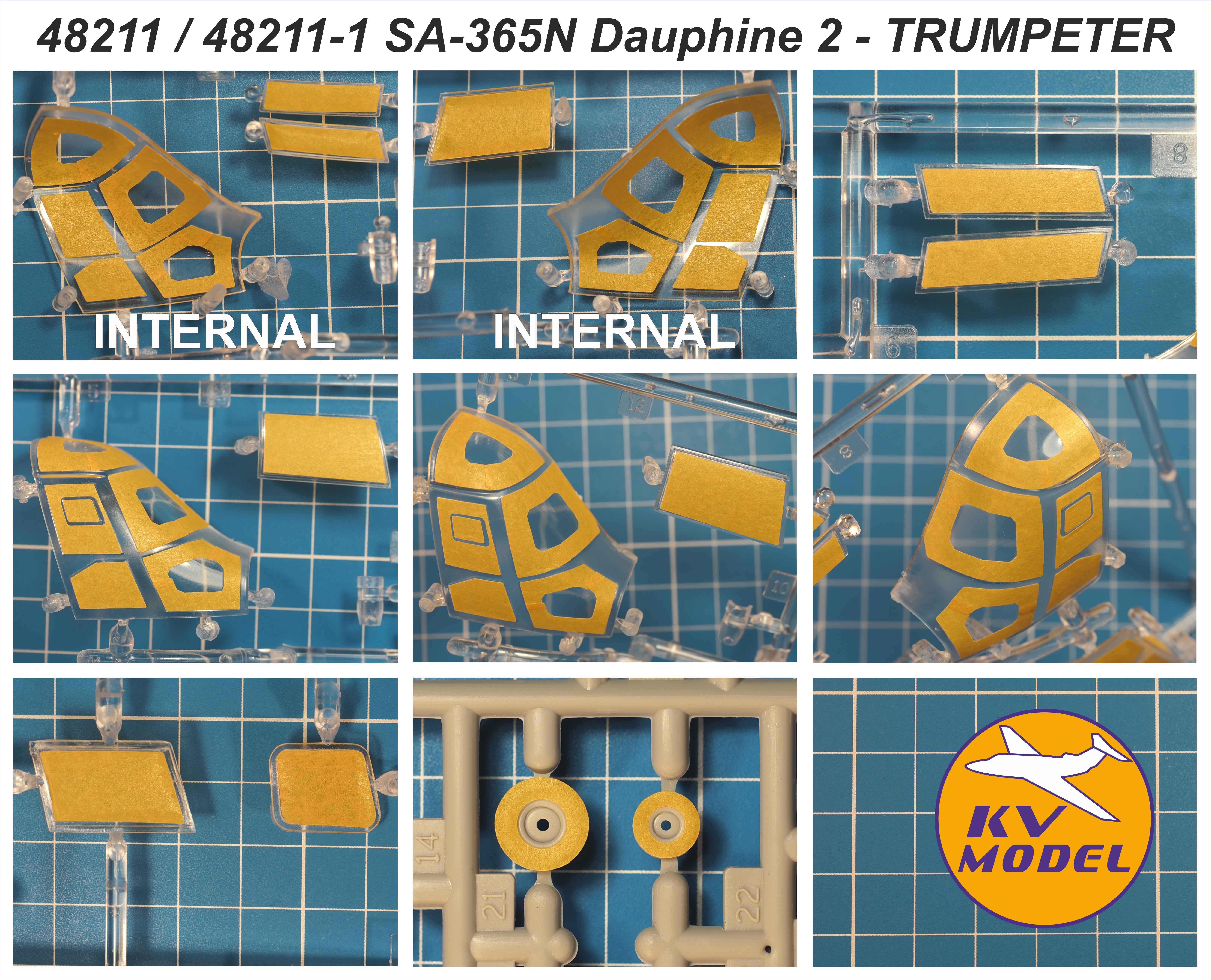 48211KV Окрасочная маска Aerospatiale SA.365N Dauphin 2 / US HH-65A / Z-9G Armed / SA365N / AS365N2 (TRUMPETER #02819, #02818 , #02816, #02802, #02801) + маски на диски и колеса