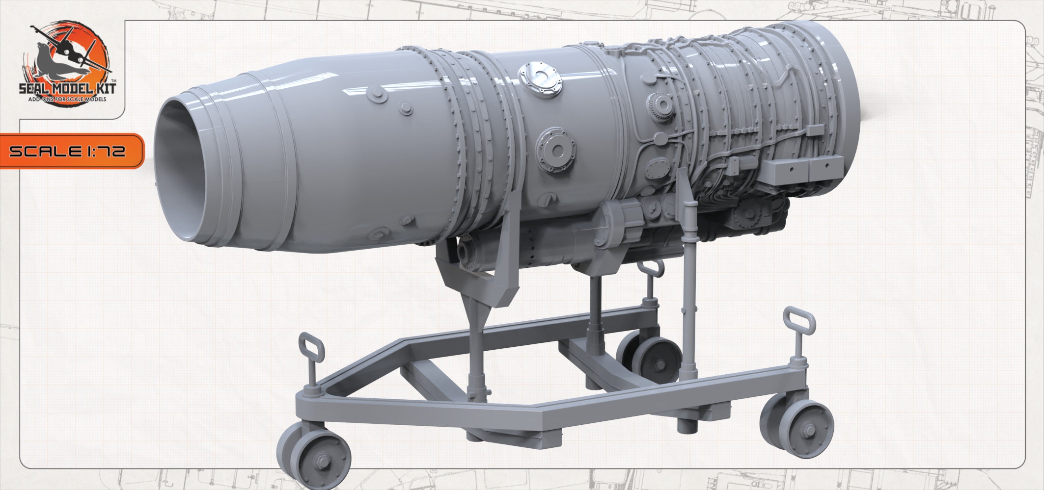 smk72071 Двигатель для Су-25 с тележкой (Не для свободной продажи) Seal Model Kit