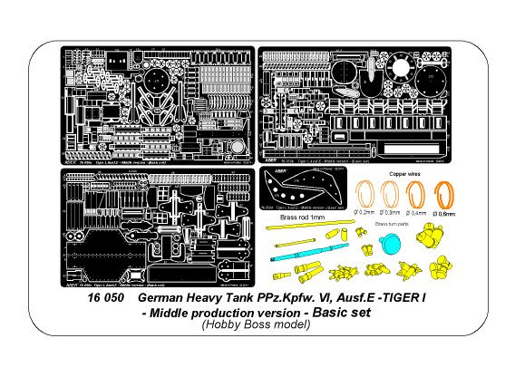 ABR-16-050  Дополнения для  Tiger I, Ausf.E – Middle version (Basic set) для Hobby Boss 1/16