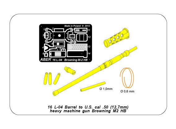 ABR-16-L-04  Дополнения для  Barrel for U.S machine gun cal .50  Browning M2 HB универсальный набор 1/16