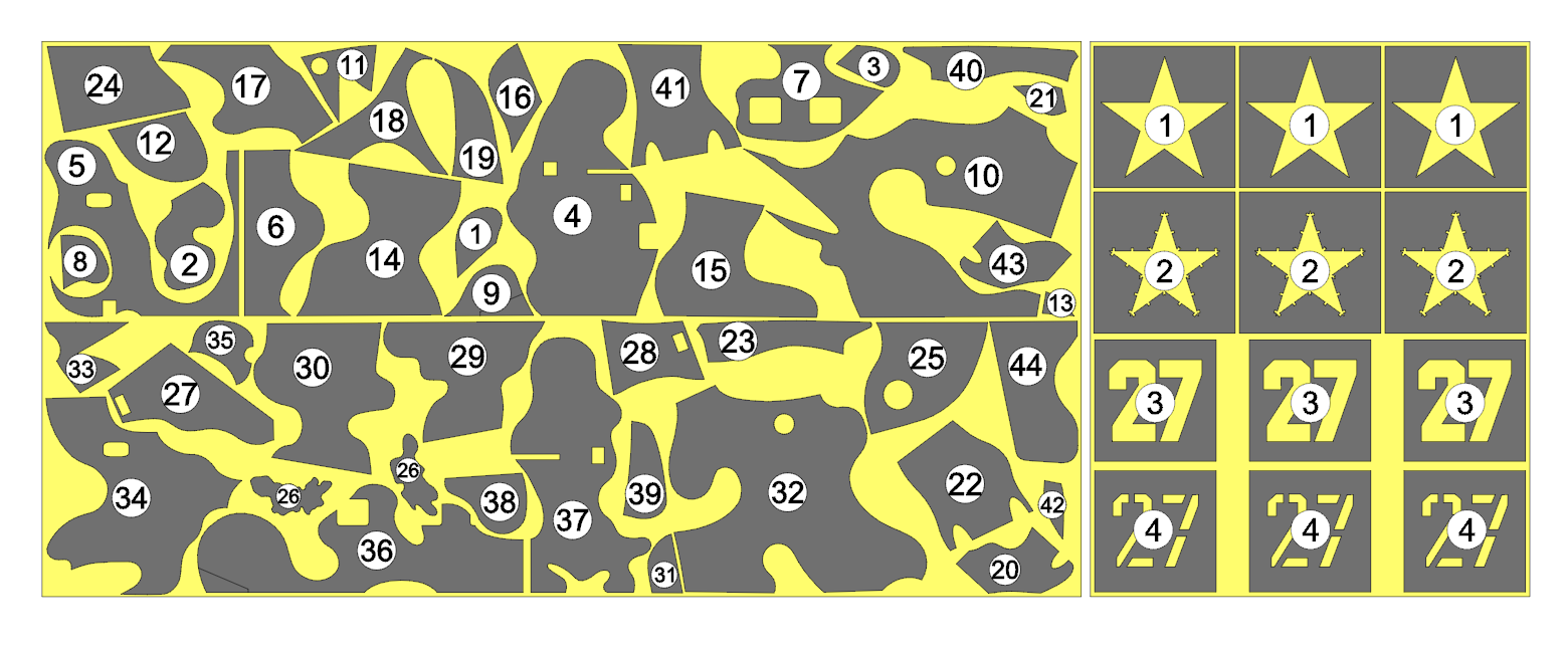 AM48126 Окрасочная маска для камуфляжа МИ-24П «Борт 27»