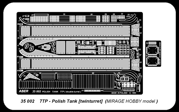 ABR-35-002  Дополнения для  7TP (Polish Tank – twinturet) для Mirage 1/35