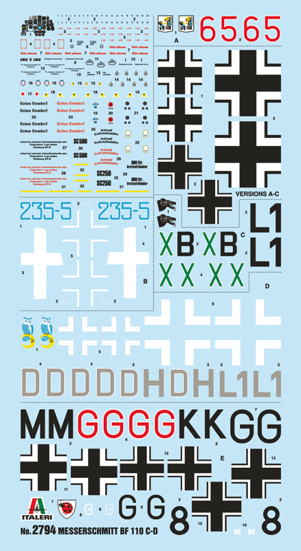 2794ИТ Самолет MESSERSCHMITT BF-110 C/D Italeri