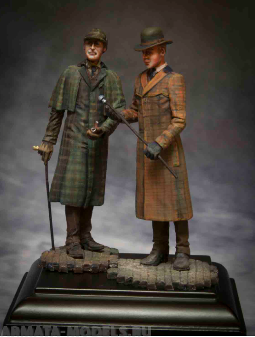 CHM-54076(M). Шерлок Холмс и доктор Ватсон (комплект из двух фигур), 1890-е годы. 54 мм. Материал - белый металл. Chronos Miniatures