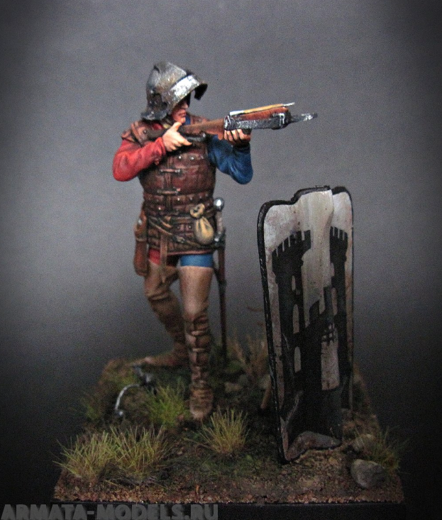 CHM-54109(M). Бургундский арбалетчик, 1460-75 гг. 54 мм. Материал – белый металл. Chronos Miniatures