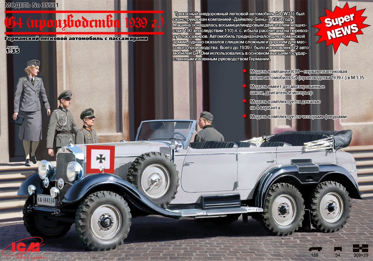 35531 Германский автомобиль G4 (1939) с пассажирами ICM
