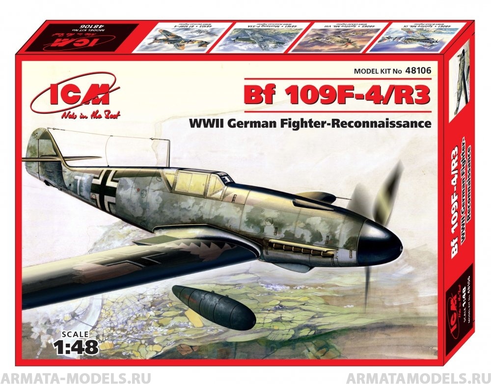 48106 Bf 109F-4/R3 WWII Германский истребитель разведки ICM