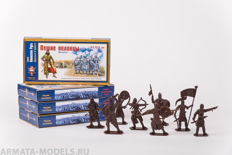 WAB001Brown Набор фигур Пешие половцы (коричневый) Воины и Битвы