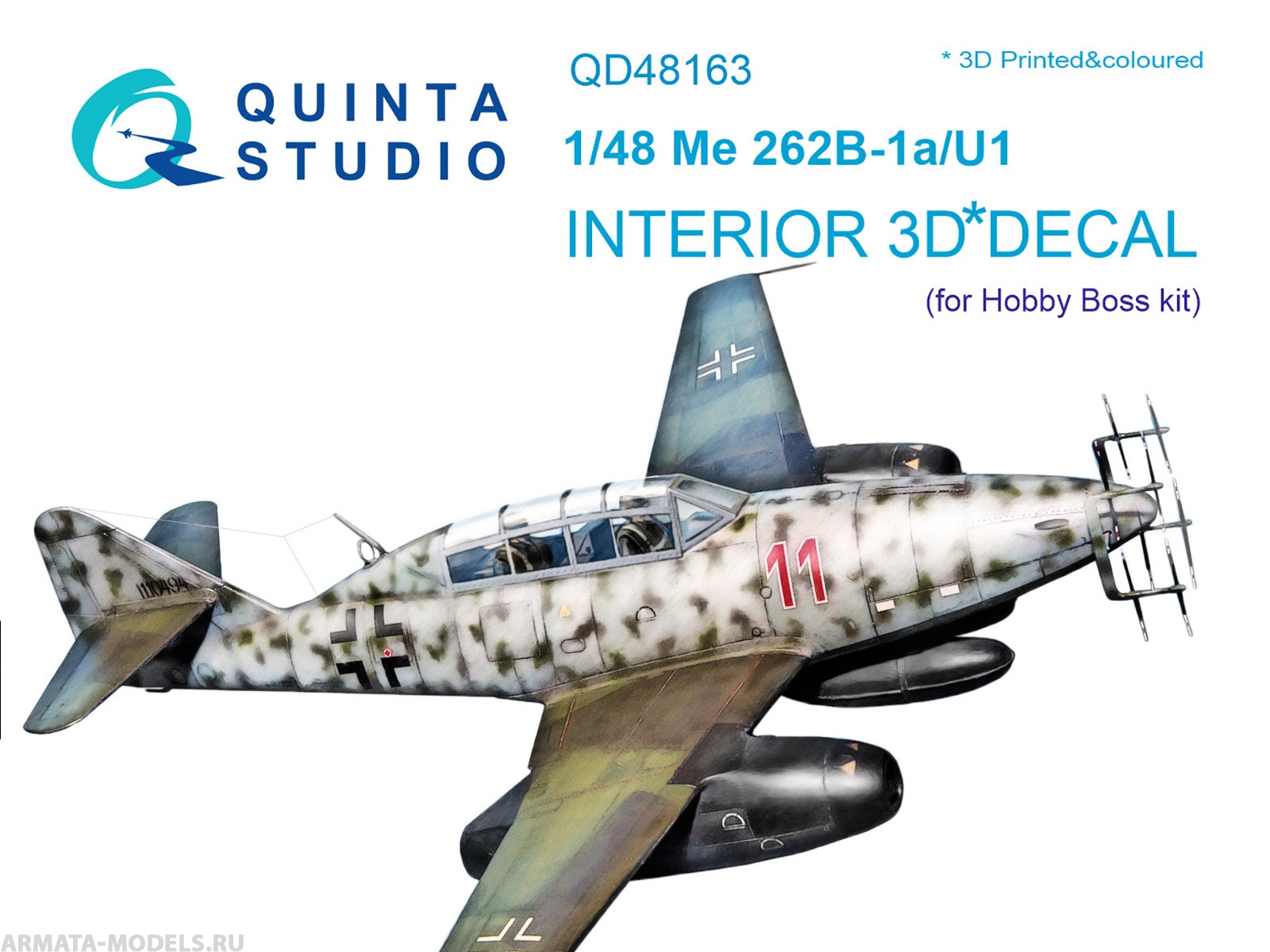 QD48163 3D Декаль интерьера кабины Me 262B-1a/U1 (для модели HobbyBoss)