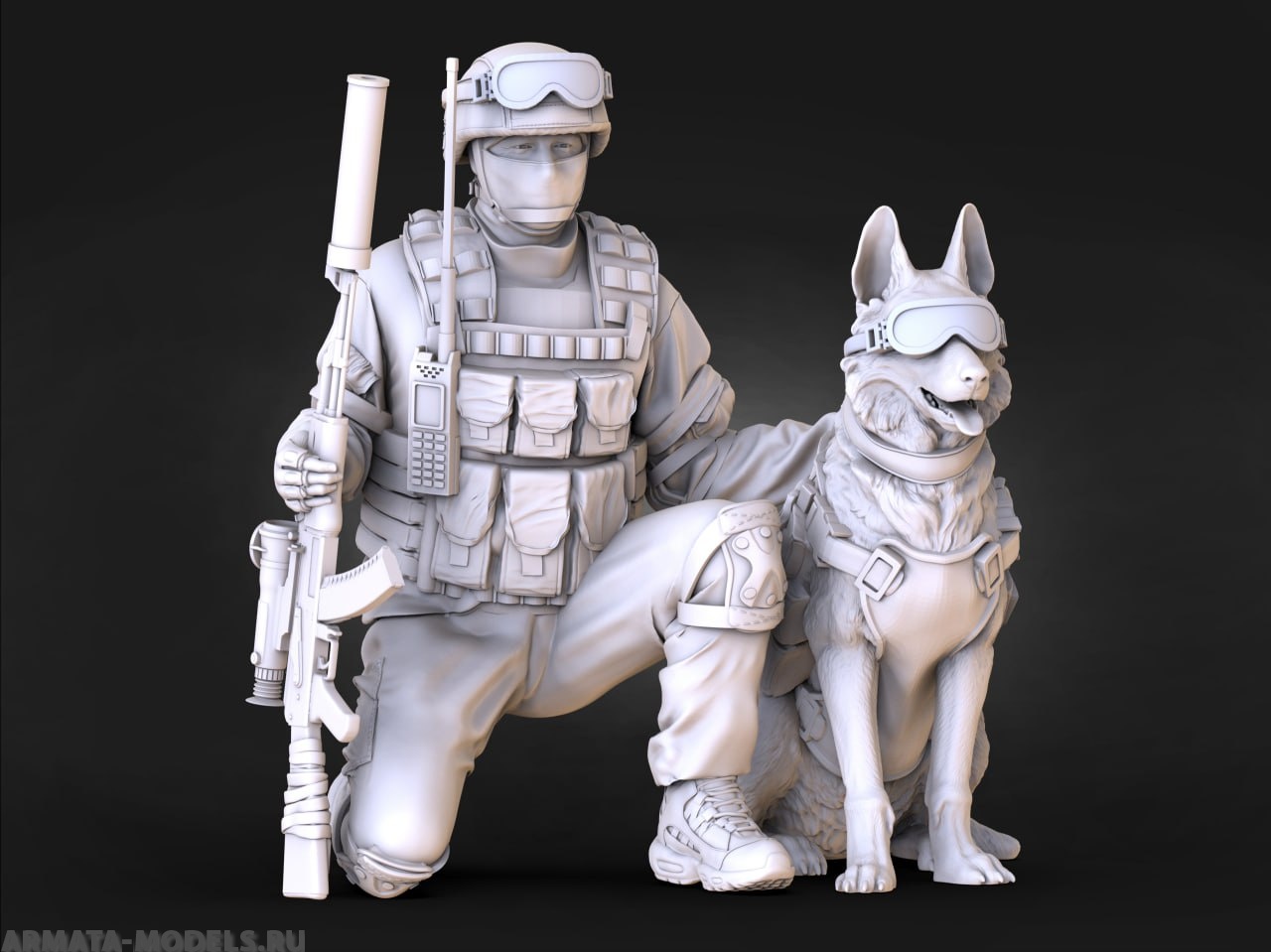 AM35744 Фигура воина РФ с собакой Arma Models
