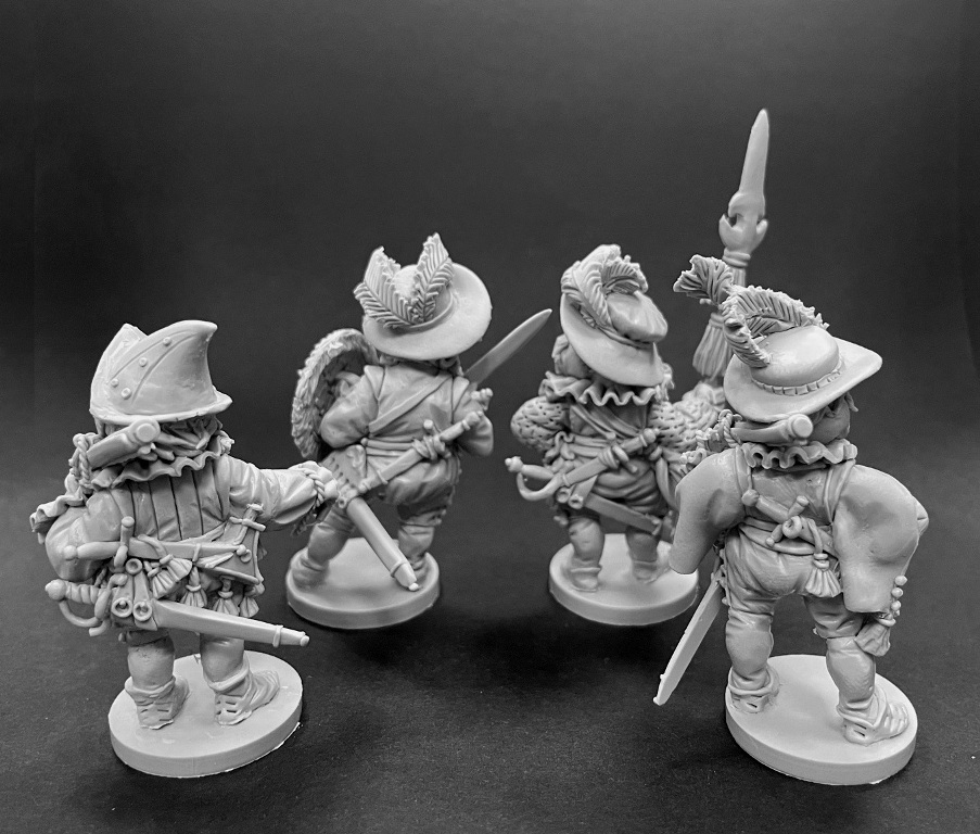 CHM-50.06. Шаржевая миниатюра. Европейская пехота, 1580-90 гг. Набор №1. В комплекте 4 фигуры. 50 мм. Материал - смола. Chronos Miniatures