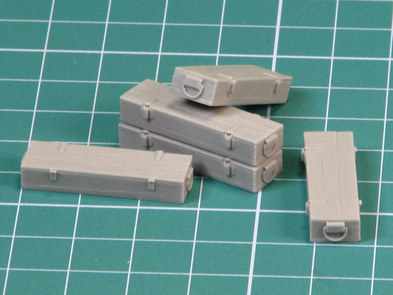 E-013 Дополнения для моделей Wooden ammo boxes for 7.5 cm Kw.K.42  (Panzer V Panther) Set contains following elements in 1/35 scale: 5 resin parts.